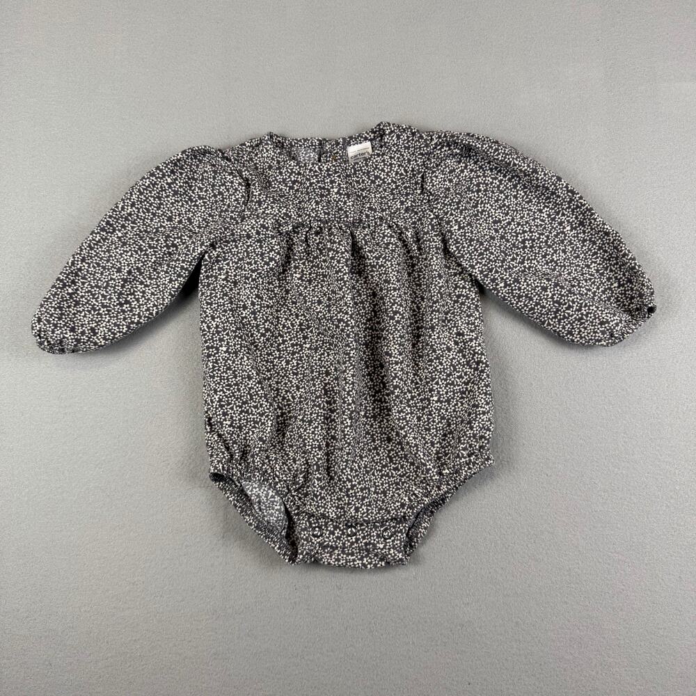 Carter’s Floral Bubble Romper 12M Gray Long Sleeve